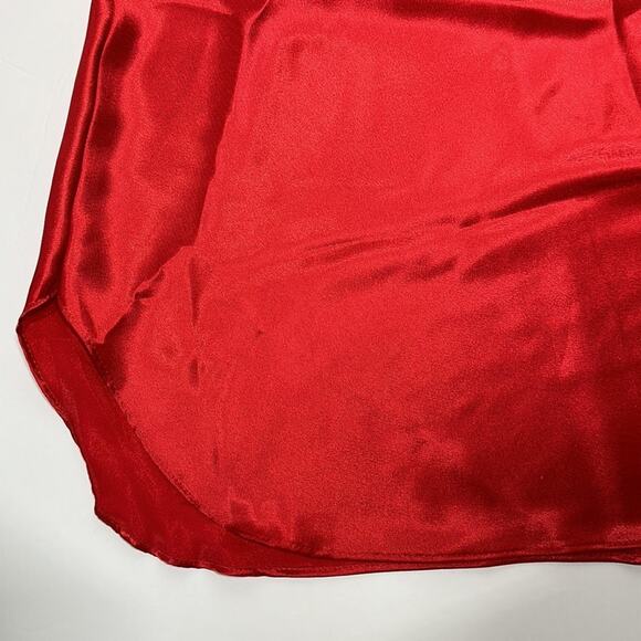 Intimate Affair California Vintage Red Satin Chemise Nightgown Bow w Pearls Sz M - Picture 15 of 15